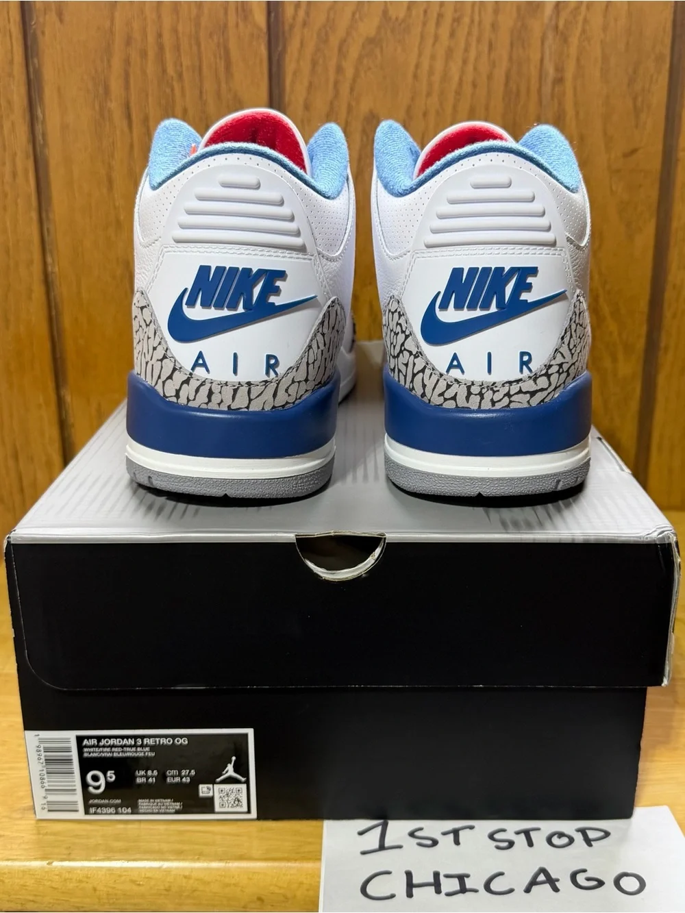 Nike Air Jordan 3 True Blue 2026 White Red Blue Mens Size 9.5 Authentic AJ3 NEW